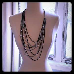 Beaded and faux pearl necklace